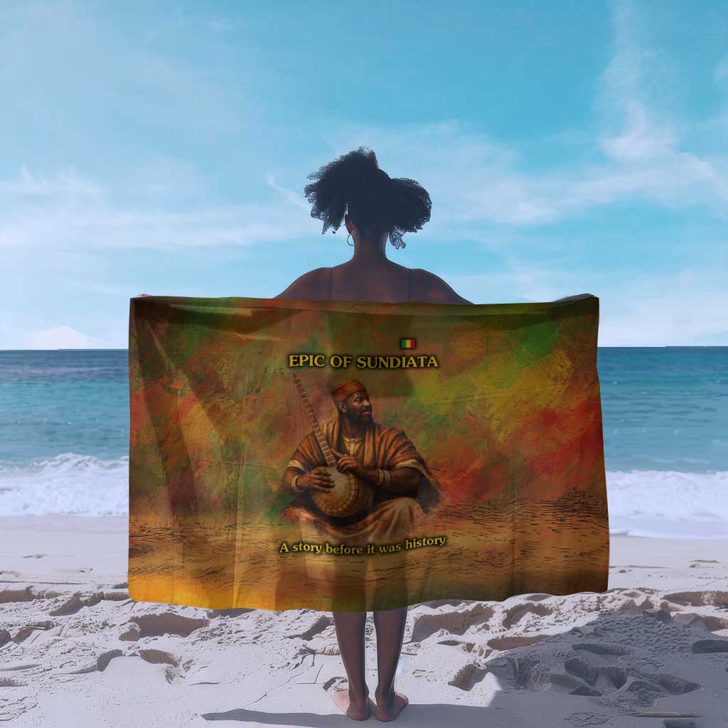 Sundiata Keita Sarong Griot Storytelling Scene, Epic of Sundiata Text and Heritage-Inspired Earth Tone - African Pride