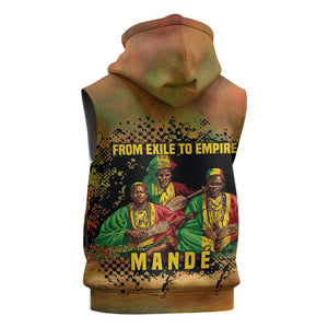 Sundiata Keita Sleeveless Zip Hoodie Griot Storytelling Scene, Epic of Sundiata Text and Heritage-Inspired Earth Tone - African Pride