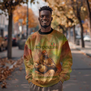 Sundiata Keita Sweatshirt Griot Storytelling Scene, Epic of Sundiata Text and Heritage-Inspired Earth Tone - African Pride