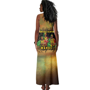 Sundiata Keita Tank Maxi Dress Griot Storytelling Scene, Epic of Sundiata Text and Heritage-Inspired Earth Tone - African Pride