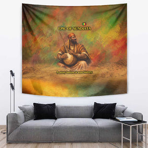 Sundiata Keita Tapestry Griot Storytelling Scene, Epic of Sundiata Text and Heritage-Inspired Earth Tone - African Pride