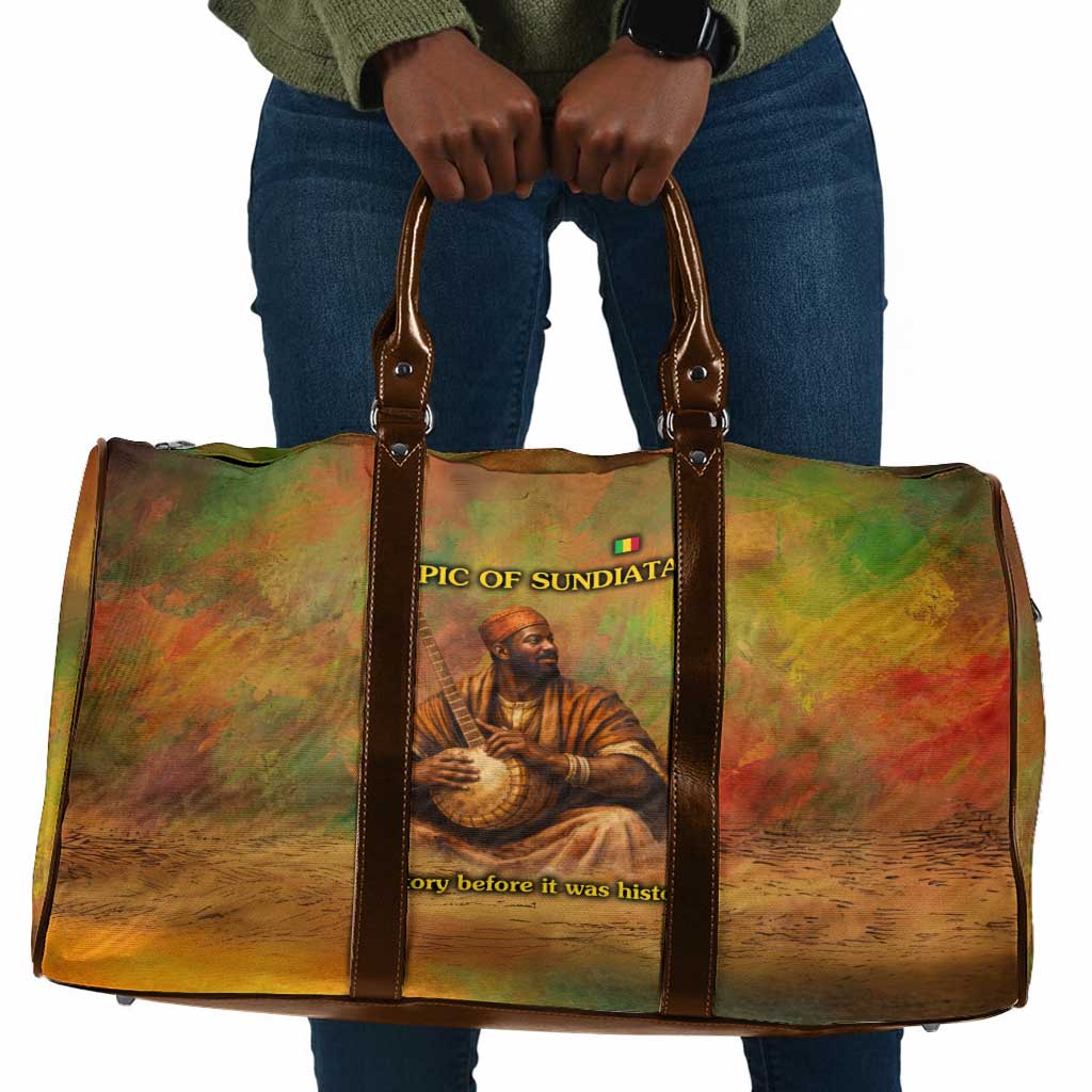 Sundiata Keita Travel Bag Griot Storytelling Scene, Epic of Sundiata Text and Heritage-Inspired Earth Tone - African Pride