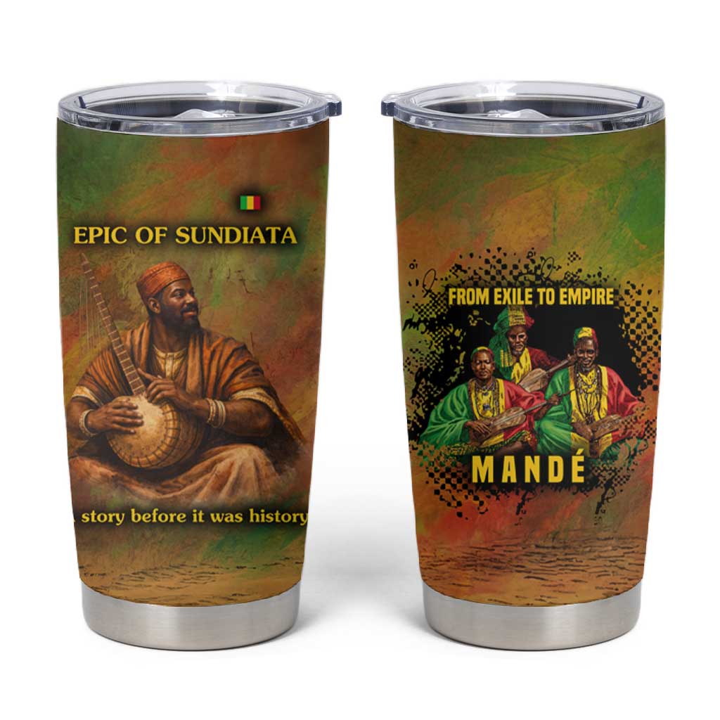 Sundiata Keita Tumbler Cup Griot Storytelling Scene, Epic of Sundiata Text and Heritage-Inspired Earth Tone - African Pride