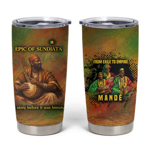 Sundiata Keita Tumbler Cup Griot Storytelling Scene, Epic of Sundiata Text and Heritage-Inspired Earth Tone - African Pride