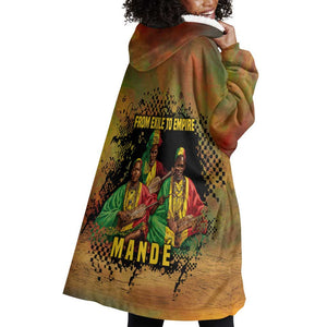 Sundiata Keita Wearable Blanket Hoodie Griot Storytelling Scene, Epic of Sundiata Text and Heritage-Inspired Earth Tone - African Pride