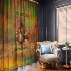 Sundiata Keita Window Curtain Griot Storytelling Scene, Epic of Sundiata Text and Heritage-Inspired Earth Tone - African Pride