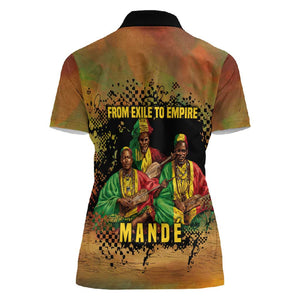 Sundiata Keita Women Polo Shirt Griot Storytelling Scene, Epic of Sundiata Text and Heritage-Inspired Earth Tone - African Pride