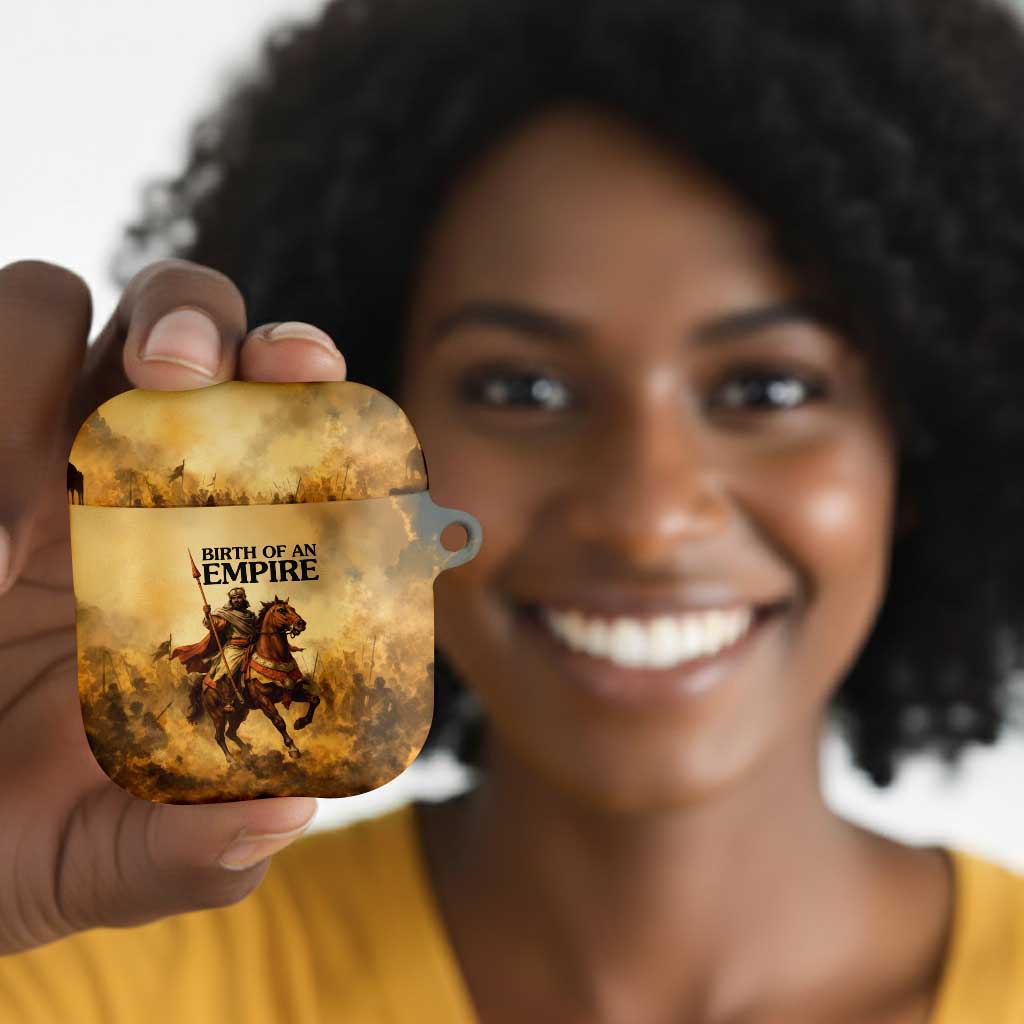 Sundiata Keita AirPods Case with Kirina 1235 Battle Map, Horseback Warrior and Birth of an Empire Design - African Pride