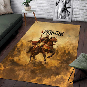 Sundiata Keita Area Rug with Kirina 1235 Battle Map, Horseback Warrior and Birth of an Empire Design - African Pride