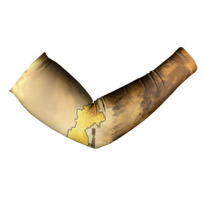 Sundiata Keita Arm Sleeves with Kirina 1235 Battle Map, Horseback Warrior and Birth of an Empire Design - African Pride