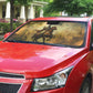 Sundiata Keita Auto Sun Shade with Kirina 1235 Battle Map, Horseback Warrior and Birth of an Empire Design - African Pride