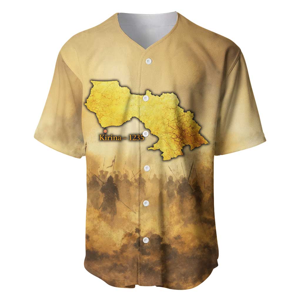 Sundiata Keita Baseball Jersey with Kirina 1235 Battle Map, Horseback Warrior and Birth of an Empire Design - African Pride