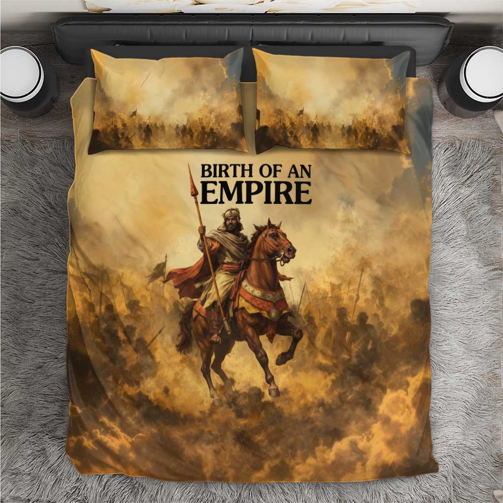 Sundiata Keita Bedding Set with Kirina 1235 Battle Map, Horseback Warrior and Birth of an Empire Design - African Pride