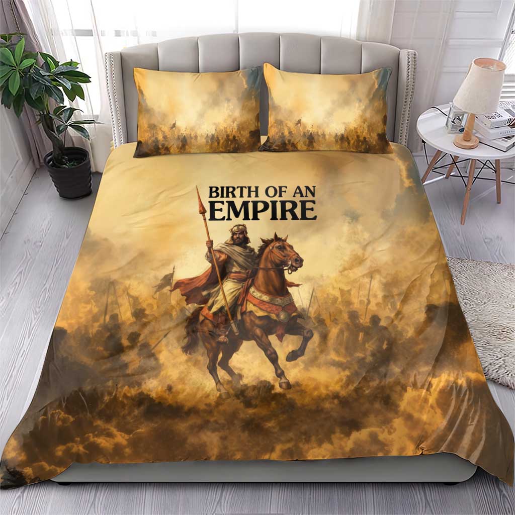 Sundiata Keita Bedding Set with Kirina 1235 Battle Map, Horseback Warrior and Birth of an Empire Design - African Pride