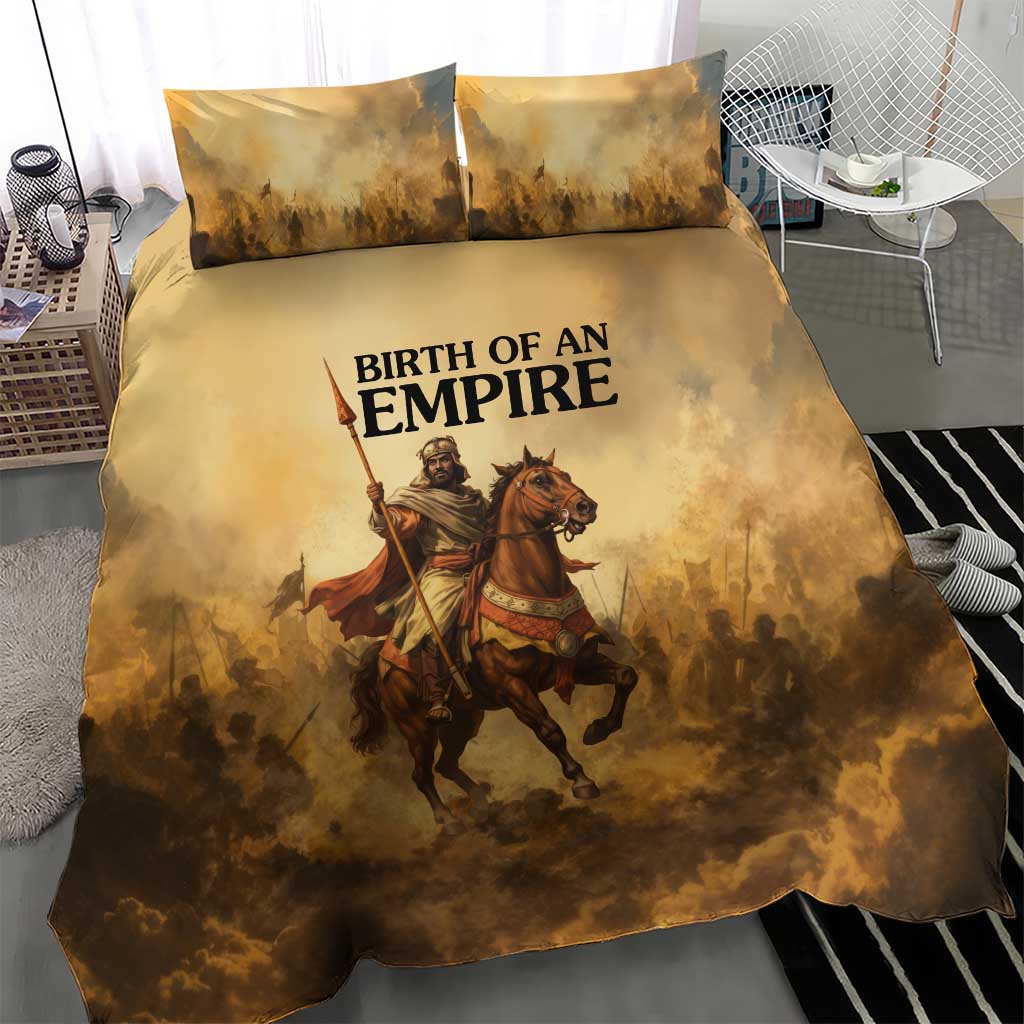 Sundiata Keita Bedding Set with Kirina 1235 Battle Map, Horseback Warrior and Birth of an Empire Design - African Pride