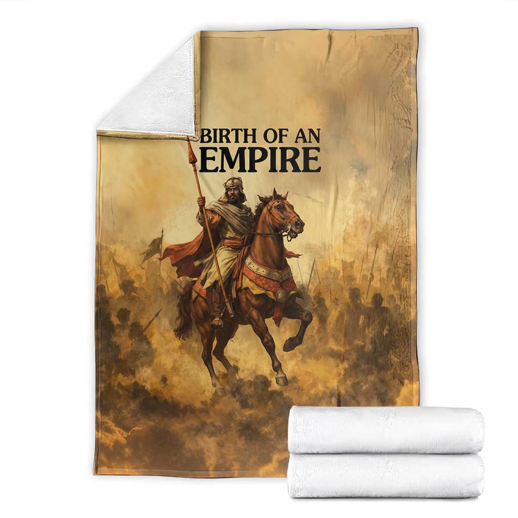 Sundiata Keita Blanket with Kirina 1235 Battle Map, Horseback Warrior and Birth of an Empire Design - African Pride