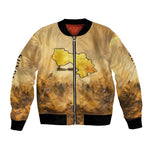Sundiata Keita Bomber Jacket with Kirina 1235 Battle Map, Horseback Warrior and Birth of an Empire Design - African Pride