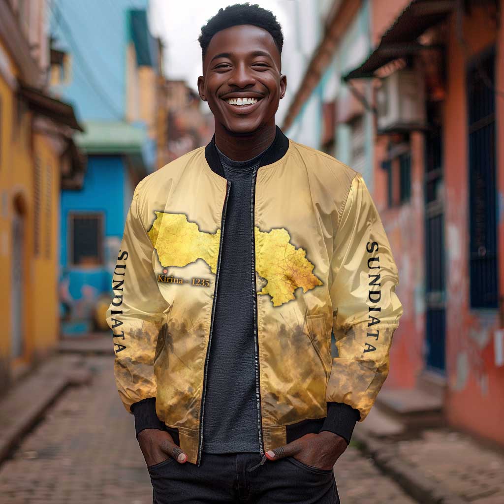 Sundiata Keita Bomber Jacket with Kirina 1235 Battle Map, Horseback Warrior and Birth of an Empire Design - African Pride