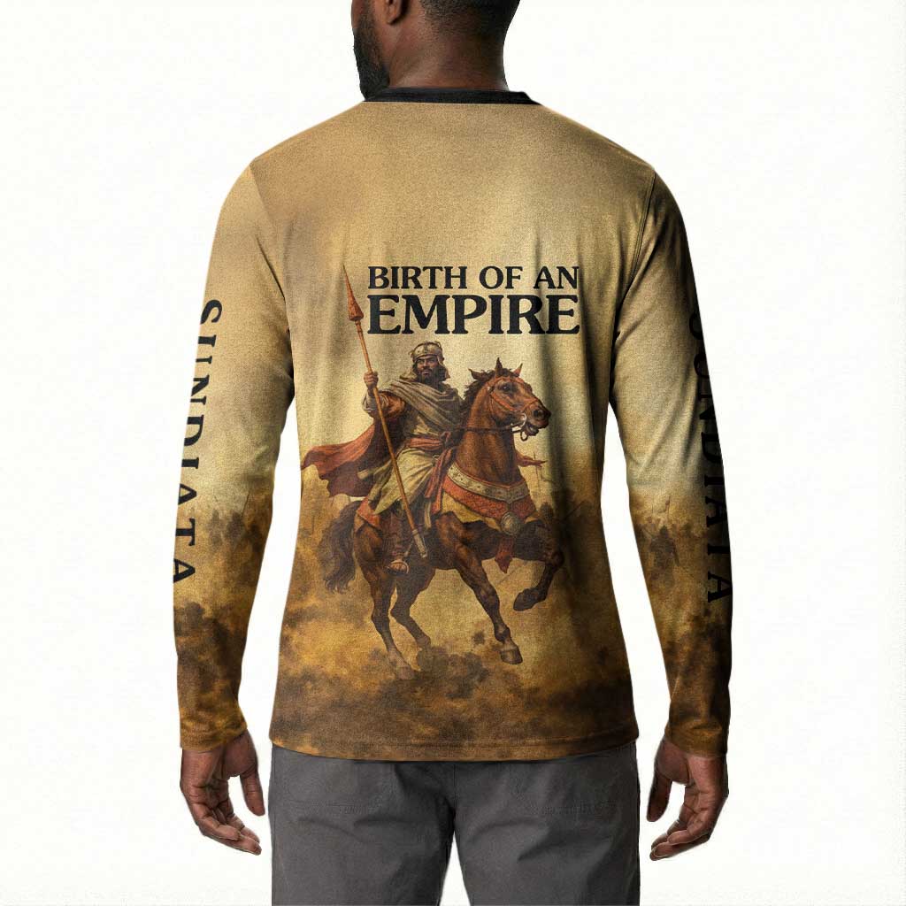 Sundiata Keita Button Sweatshirt with Kirina 1235 Battle Map, Horseback Warrior and Birth of an Empire Design