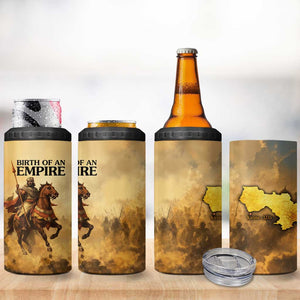 Sundiata Keita 4 in 1 Can Cooler Tumbler with Kirina 1235 Battle Map, Horseback Warrior and Birth of an Empire Design - African Pride