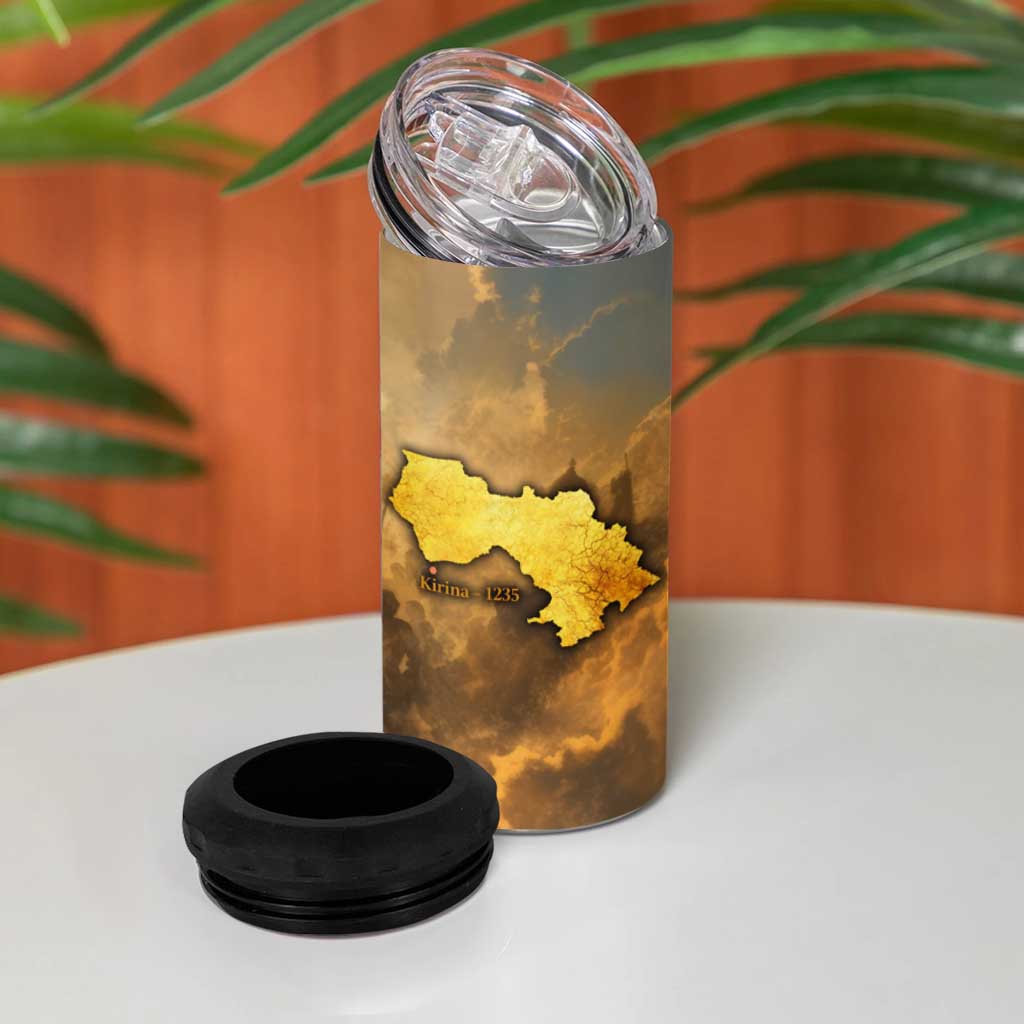 Sundiata Keita 4 in 1 Can Cooler Tumbler with Kirina 1235 Battle Map, Horseback Warrior and Birth of an Empire Design - African Pride