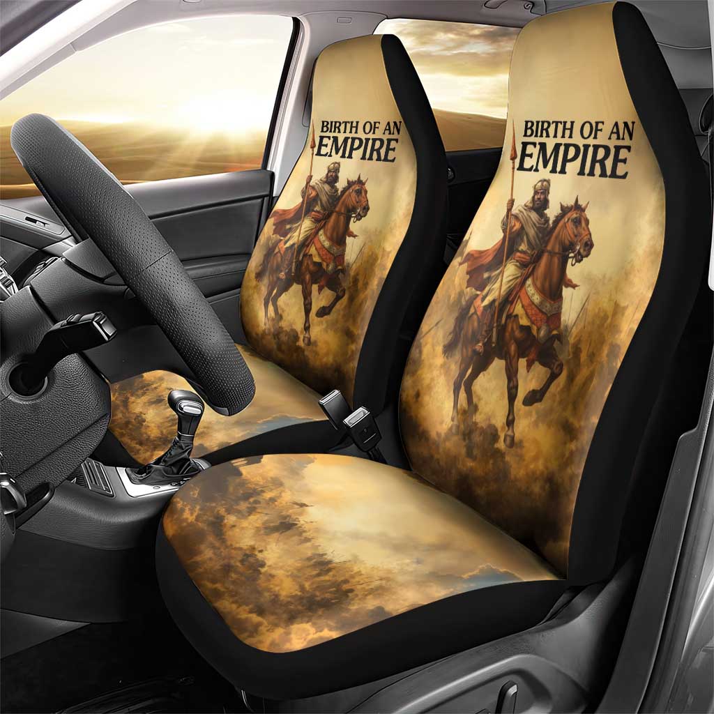 Sundiata Keita Car Seat Cover with Kirina 1235 Battle Map, Horseback Warrior and Birth of an Empire Design - African Pride