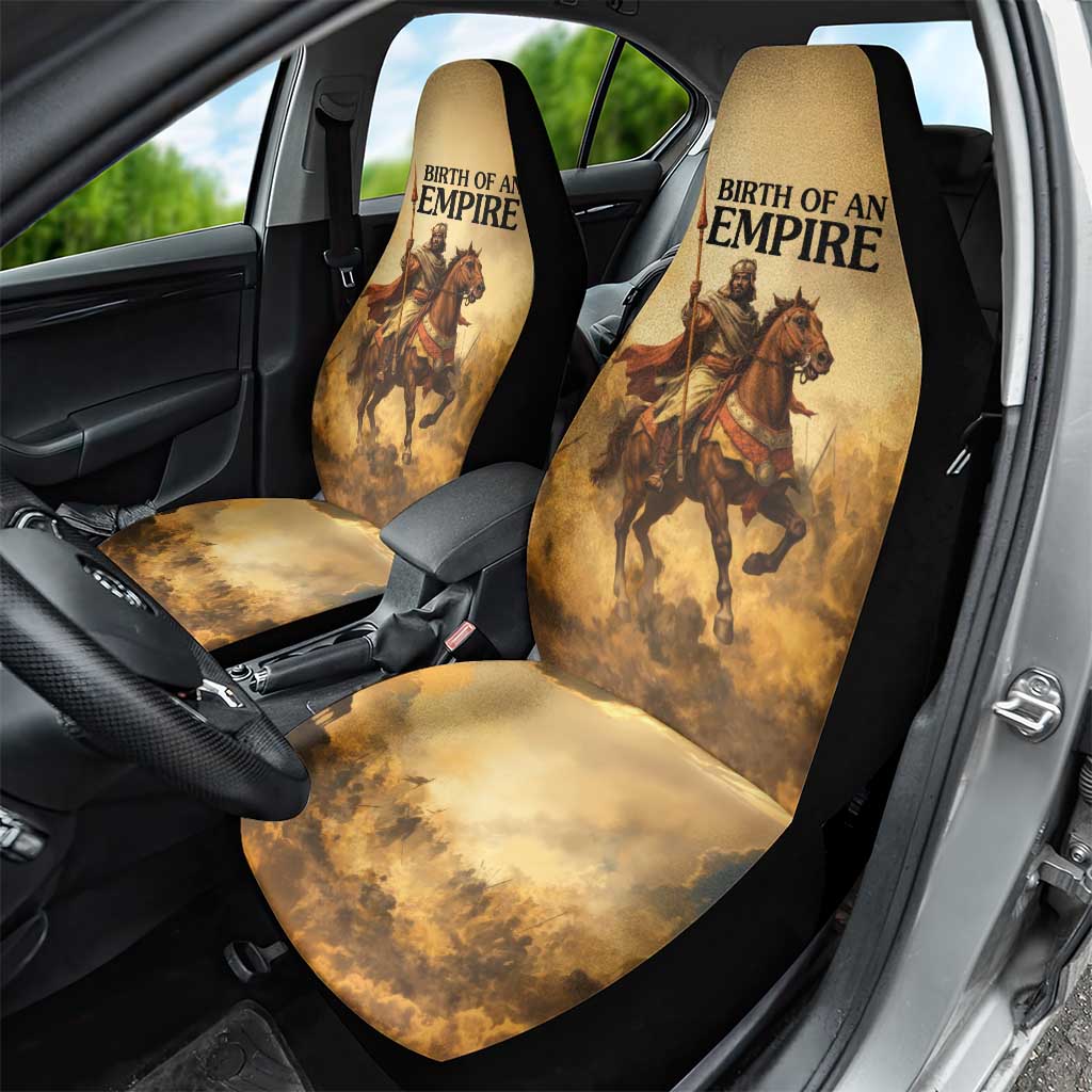 Sundiata Keita Car Seat Cover with Kirina 1235 Battle Map, Horseback Warrior and Birth of an Empire Design - African Pride