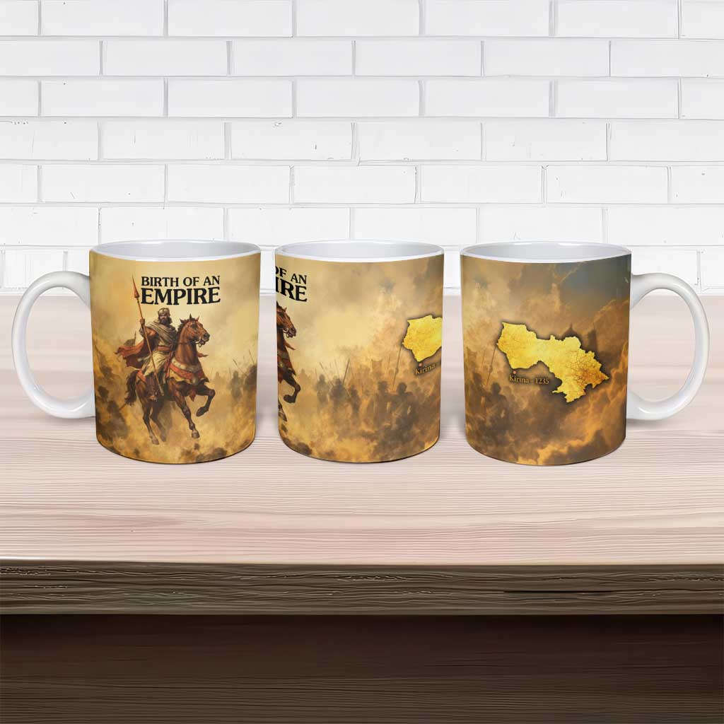 Sundiata Keita Ceramic Mug with Kirina 1235 Battle Map, Horseback Warrior and Birth of an Empire Design - African Pride