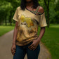 Sundiata Keita Cross Shoulder Shirt with Kirina 1235 Battle Map, Horseback Warrior and Birth of an Empire Design - African Pride