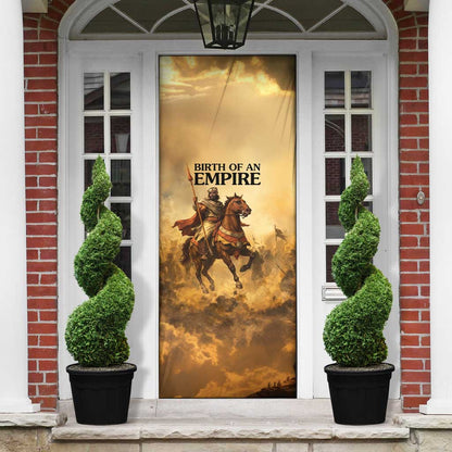 Sundiata Keita Door Cover with Kirina 1235 Battle Map, Horseback Warrior and Birth of an Empire Design - African Pride