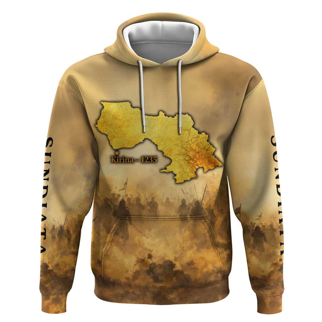 Sundiata Keita Hoodie with Kirina 1235 Battle Map, Horseback Warrior and Birth of an Empire Design - African Pride