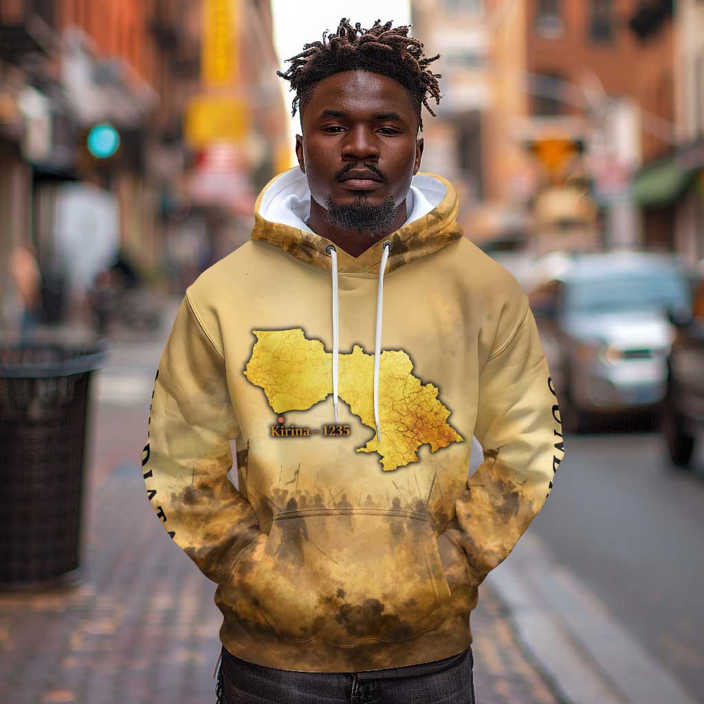 Sundiata Keita Hoodie with Kirina 1235 Battle Map, Horseback Warrior and Birth of an Empire Design - African Pride