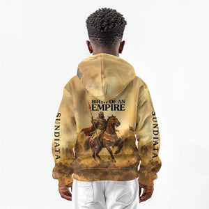 Sundiata Keita Kid Hoodie with Kirina 1235 Battle Map, Horseback Warrior and Birth of an Empire Design - African Pride