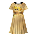 Sundiata Keita Kid Short Sleeve Dress with Kirina 1235 Battle Map, Horseback Warrior and Birth of an Empire Design - African Pride