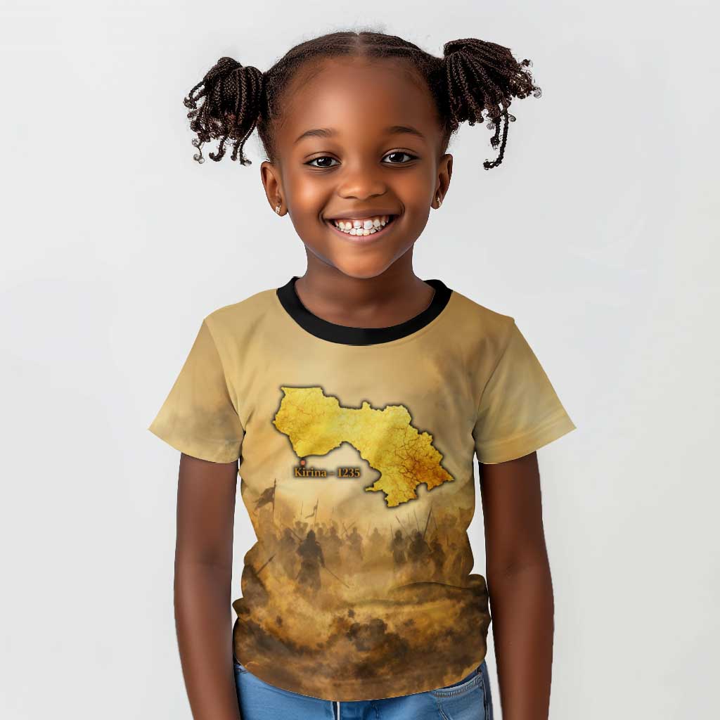 Sundiata Keita Kid T shirt with Kirina 1235 Battle Map, Horseback Warrior and Birth of an Empire Design - African Pride