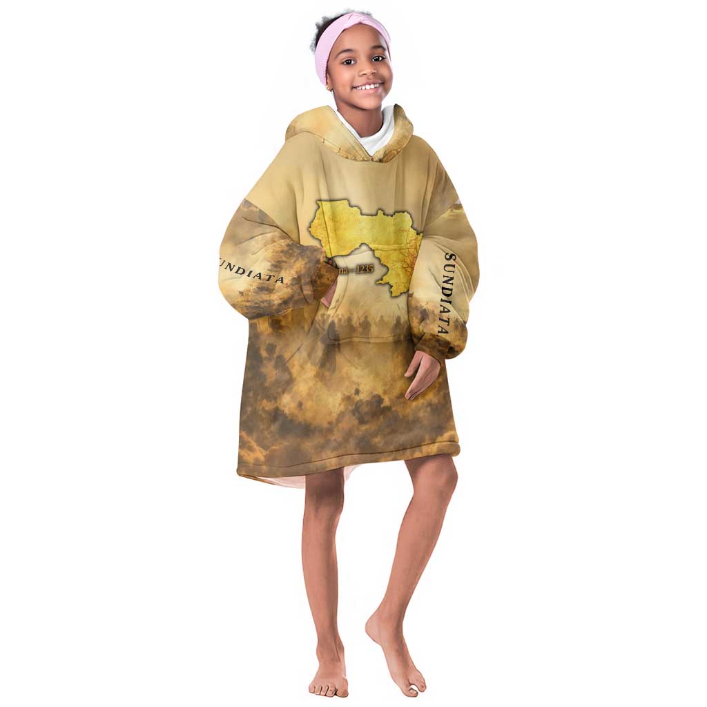Sundiata Keita Kid Wearable Blanket Hoodie with Kirina 1235 Battle Map, Horseback Warrior and Birth of an Empire Design - African Pride