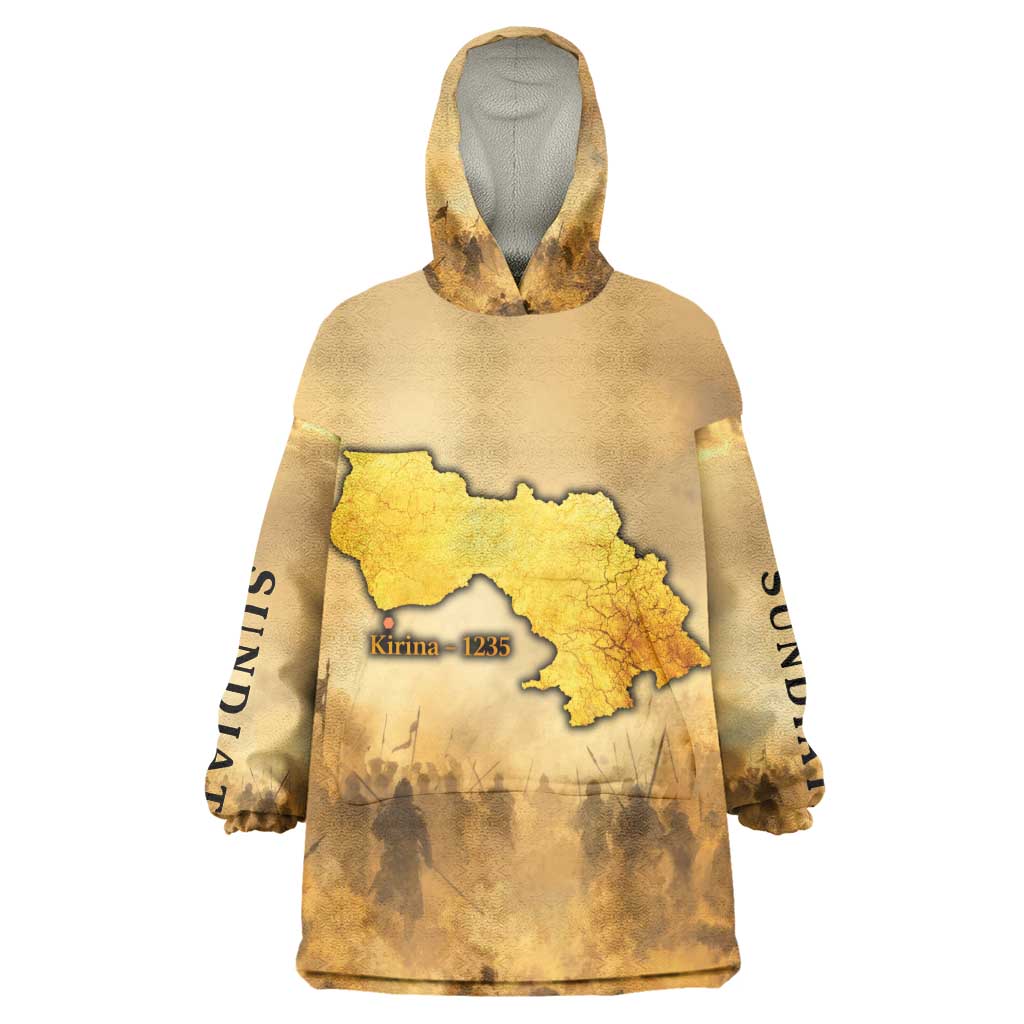 Sundiata Keita Kid Wearable Blanket Hoodie with Kirina 1235 Battle Map, Horseback Warrior and Birth of an Empire Design - African Pride