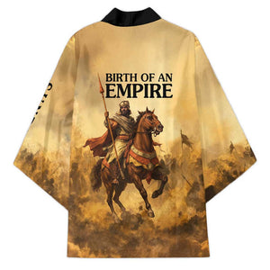 Sundiata Keita Kimono with Kirina 1235 Battle Map, Horseback Warrior and Birth of an Empire Design - African Pride