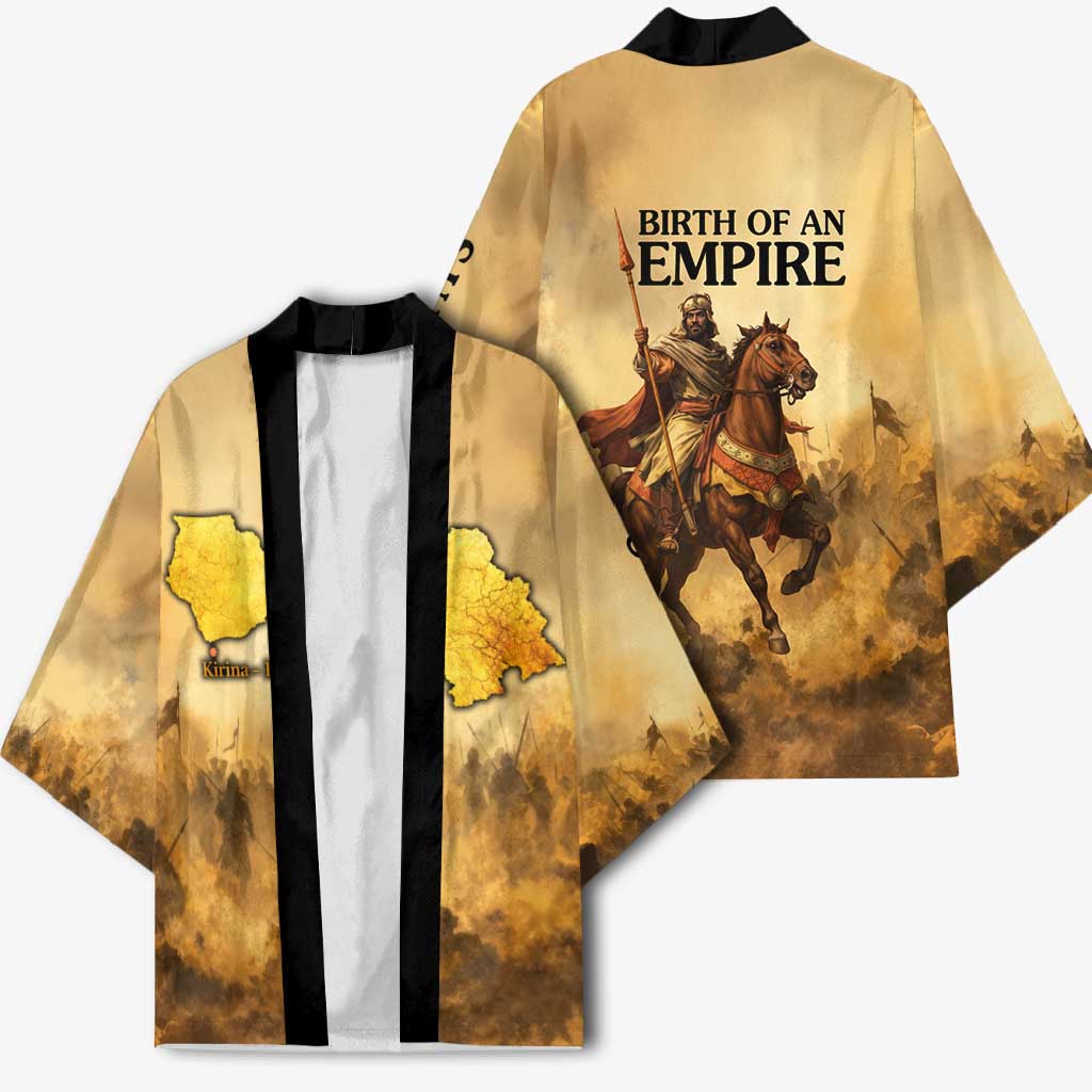 Sundiata Keita Kimono with Kirina 1235 Battle Map, Horseback Warrior and Birth of an Empire Design - African Pride