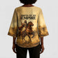 Sundiata Keita Kimono Sleeve Blouse with Kirina 1235 Battle Map, Horseback Warrior and Birth of an Empire Design - African Pride