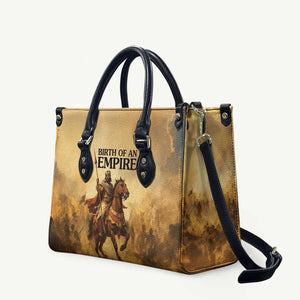 Sundiata Keita Leather Bag with Kirina 1235 Battle Map, Horseback Warrior and Birth of an Empire Design - African Pride