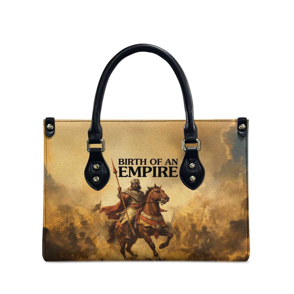 Sundiata Keita Leather Bag with Kirina 1235 Battle Map, Horseback Warrior and Birth of an Empire Design - African Pride
