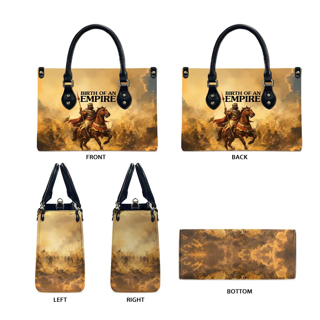 Sundiata Keita Leather Bag with Kirina 1235 Battle Map, Horseback Warrior and Birth of an Empire Design - African Pride