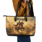 Sundiata Keita Leather Tote Bag with Kirina 1235 Battle Map, Horseback Warrior and Birth of an Empire Design - African Pride