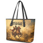 Sundiata Keita Leather Tote Bag with Kirina 1235 Battle Map, Horseback Warrior and Birth of an Empire Design - African Pride