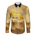 Sundiata Keita Long Sleeve Button Shirt with Kirina 1235 Battle Map, Horseback Warrior and Birth of an Empire Design - African Pride