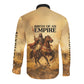 Sundiata Keita Long Sleeve Button Shirt with Kirina 1235 Battle Map, Horseback Warrior and Birth of an Empire Design - African Pride