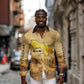 Sundiata Keita Long Sleeve Button Shirt with Kirina 1235 Battle Map, Horseback Warrior and Birth of an Empire Design - African Pride