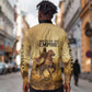Sundiata Keita Long Sleeve Button Shirt with Kirina 1235 Battle Map, Horseback Warrior and Birth of an Empire Design - African Pride
