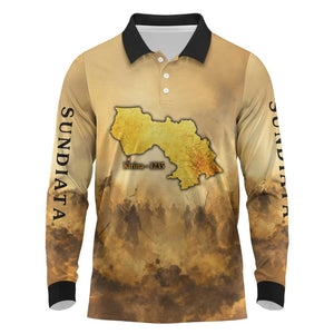 Sundiata Keita Long Sleeve Polo Shirt with Kirina 1235 Battle Map, Horseback Warrior and Birth of an Empire Design - African Pride